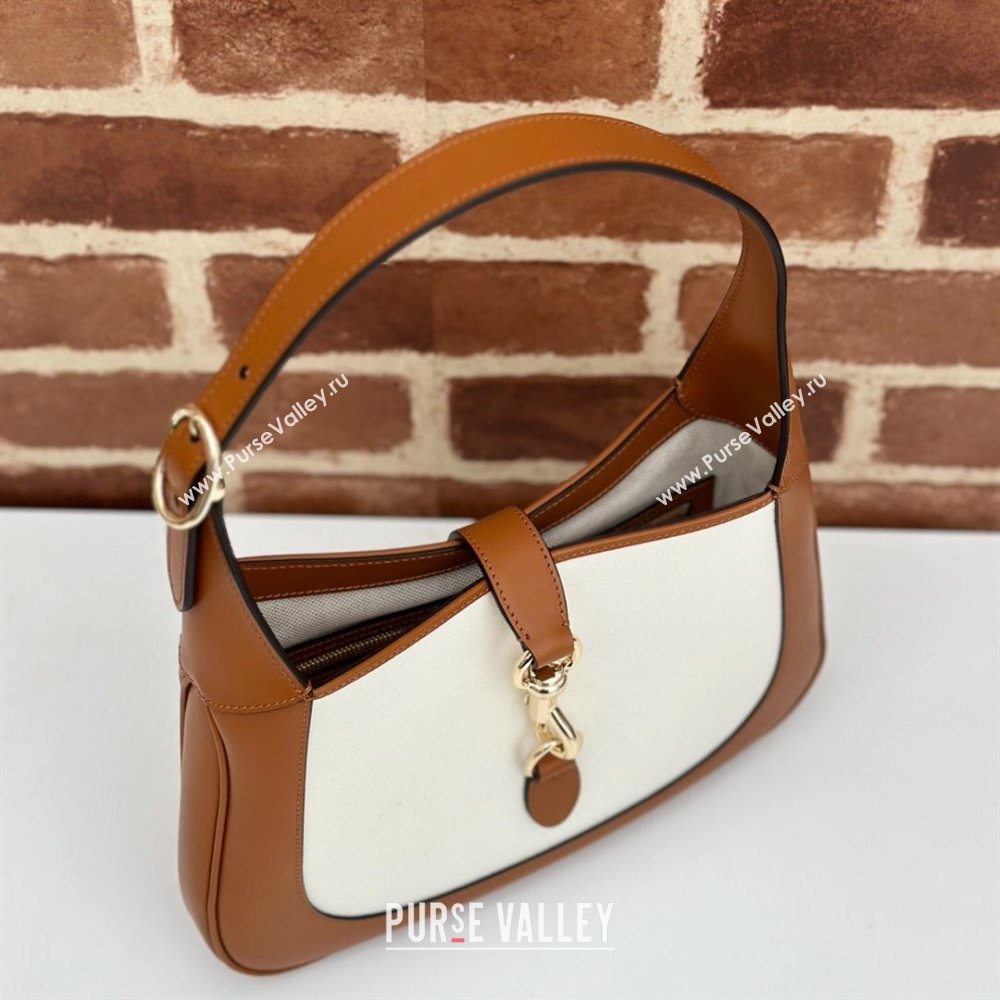 Gucci Jackie Small Shoulder Bag in Canvas and Leather 782849 Brown/White 2024 (DLH-240522046)