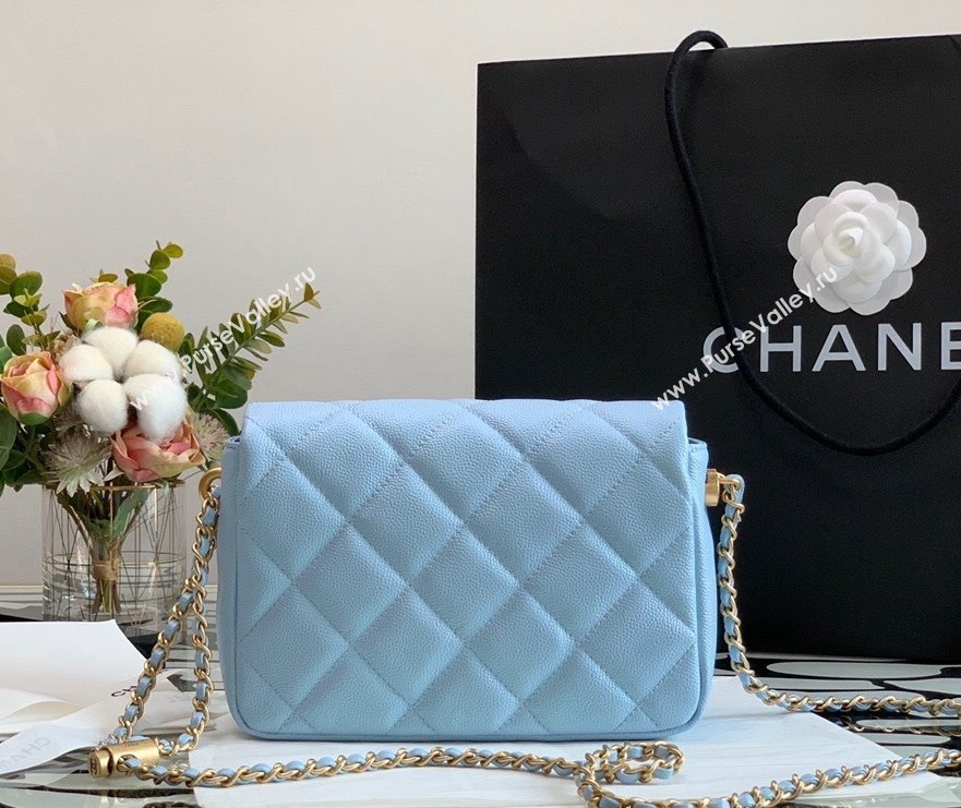 Chanel Iridescent Grained Calfskin Mini Flap Bag AS2855 Light Blue 2021 (JY-21101213)