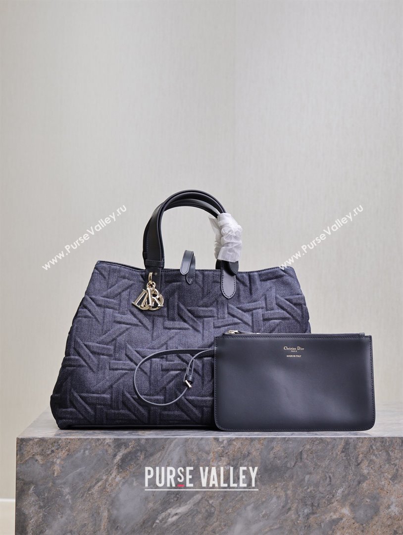 Dior Large Dior Toujours Bag in Blue Graphic Cannage Denim 2024 (XXG-24102216)