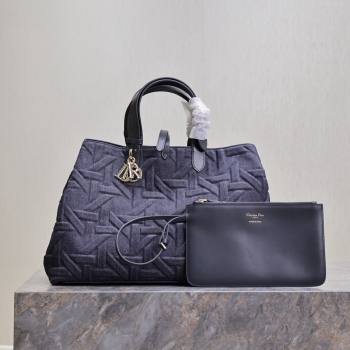 Dior Large Dior Toujours Bag in Blue Graphic Cannage Denim 2024 (XXG-24102216)