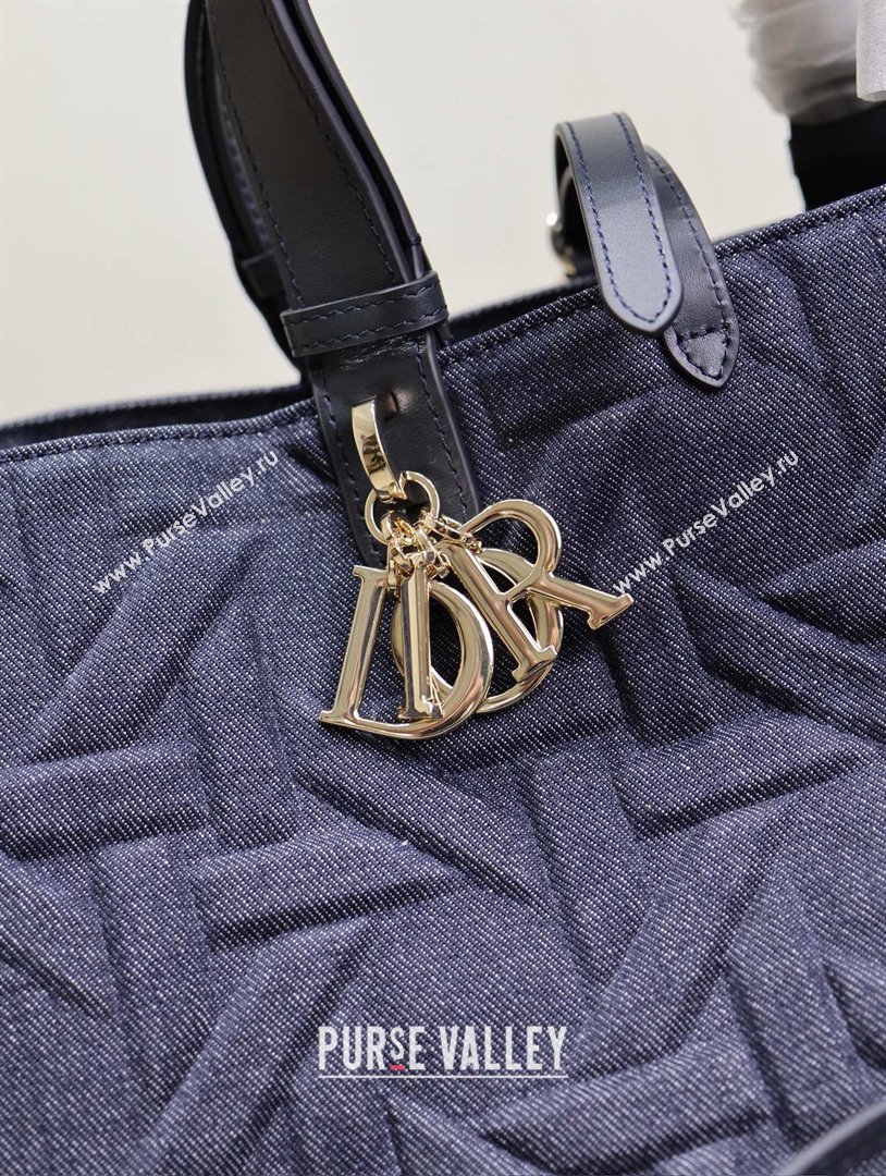 Dior Large Dior Toujours Bag in Blue Graphic Cannage Denim 2024 (XXG-24102216)