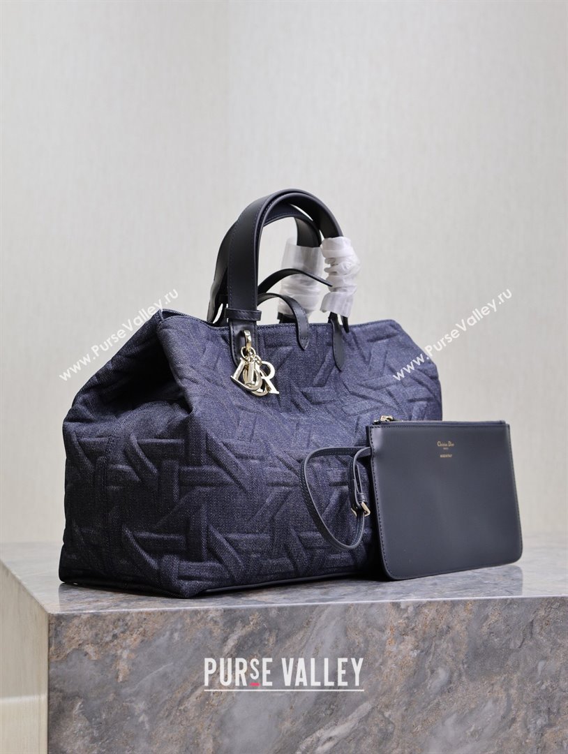 Dior Large Dior Toujours Bag in Blue Graphic Cannage Denim 2024 (XXG-24102216)