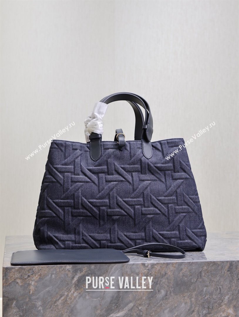 Dior Large Dior Toujours Bag in Blue Graphic Cannage Denim 2024 (XXG-24102216)