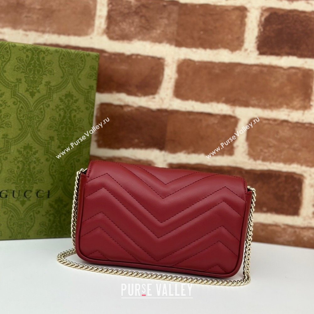 Gucci GG Marmont Matelasse Leather Super Mini Bag ‎476433 Burgundy 2024 (DLH-240522047)