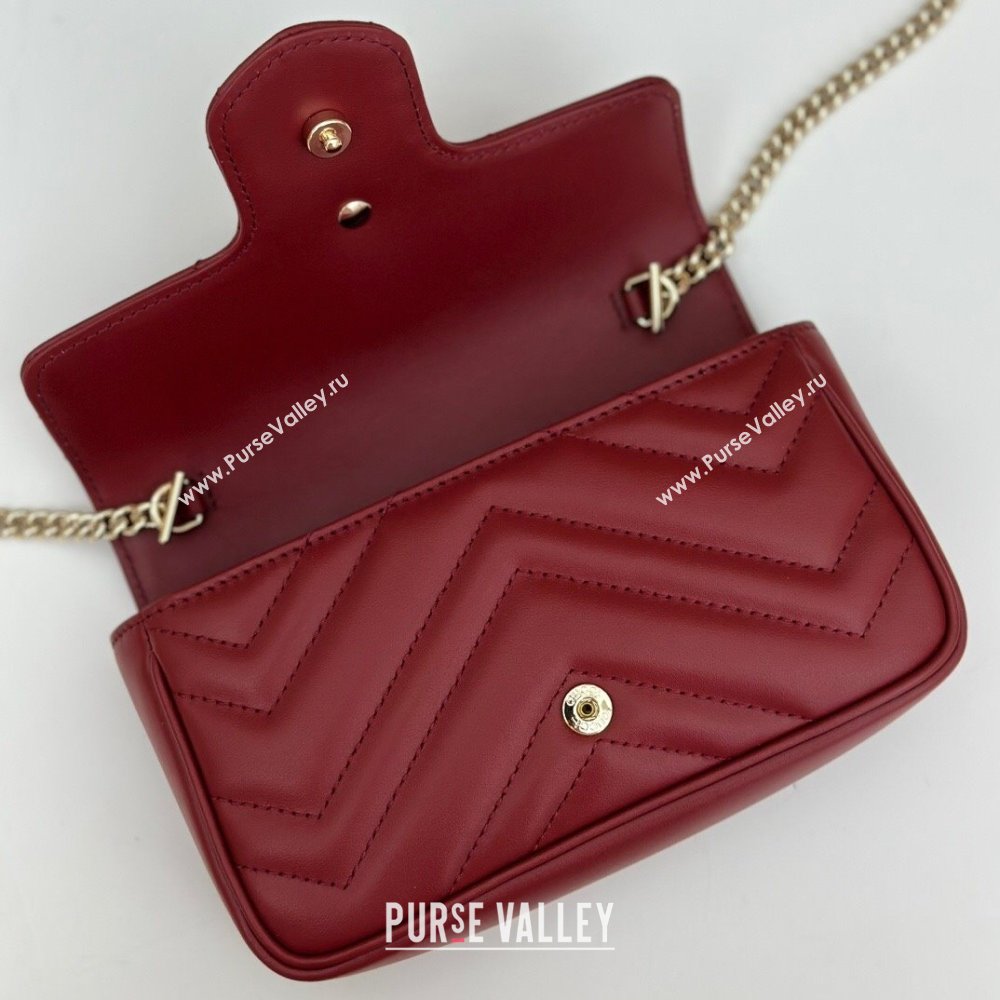 Gucci GG Marmont Matelasse Leather Super Mini Bag ‎476433 Burgundy 2024 (DLH-240522047)