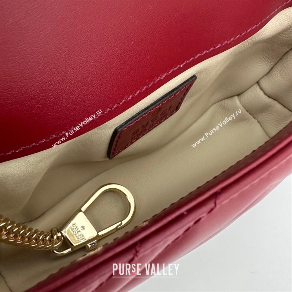 Gucci GG Marmont Matelasse Leather Super Mini Bag ‎476433 Burgundy 2024 (DLH-240522047)