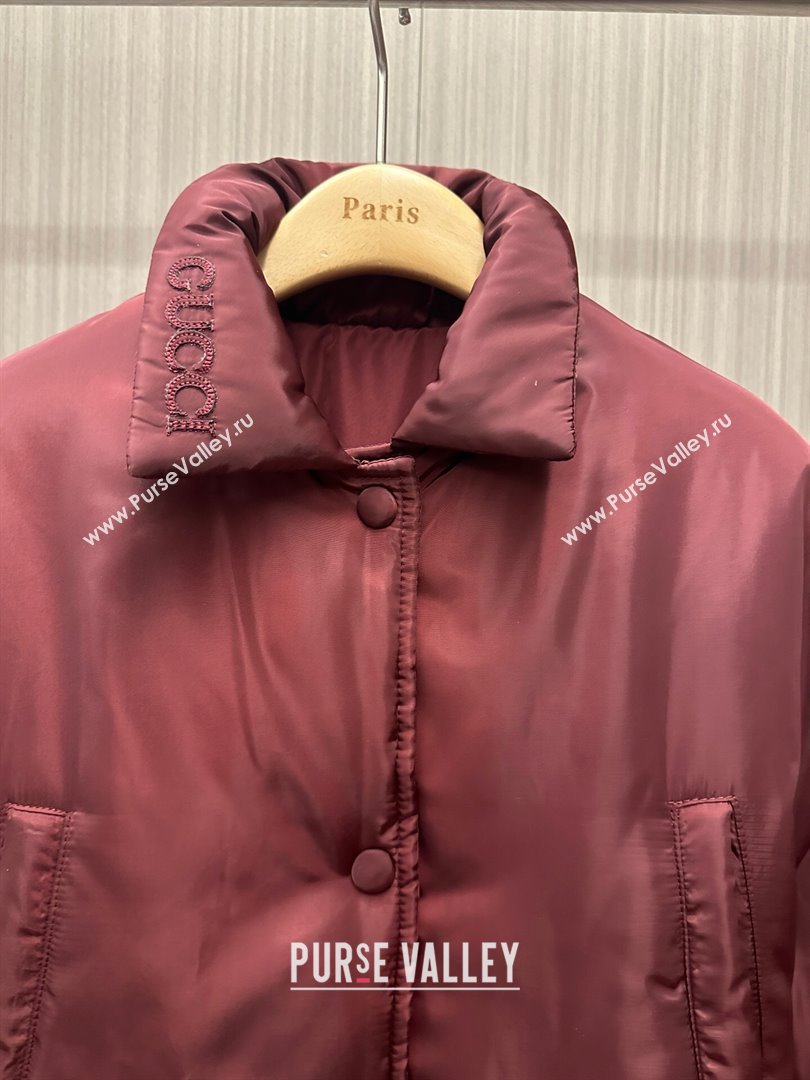 Gucci Padded Jacket with Belt G121734 Burgundy 2024 (Q-24121734)