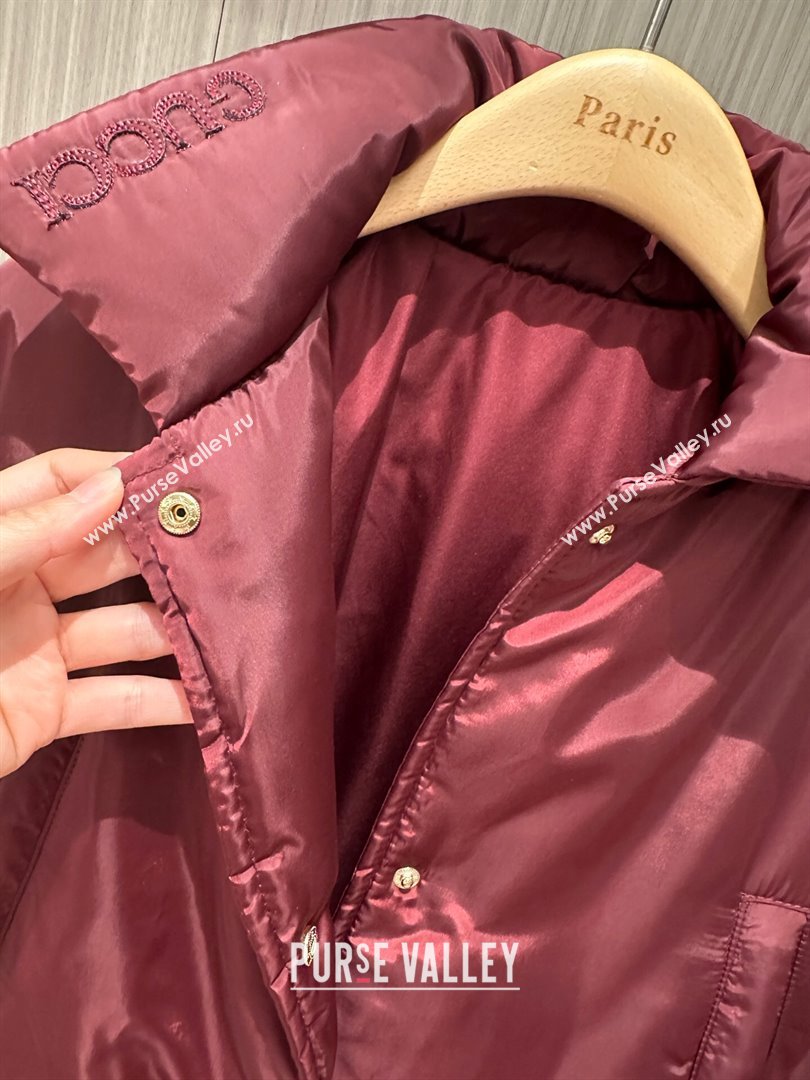 Gucci Padded Jacket with Belt G121734 Burgundy 2024 (Q-24121734)