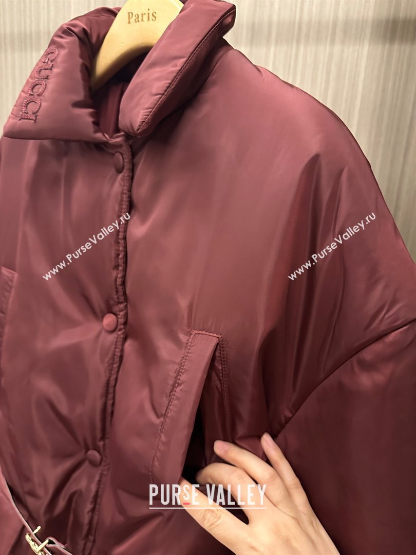 Gucci Padded Jacket with Belt G121734 Burgundy 2024 (Q-24121734)