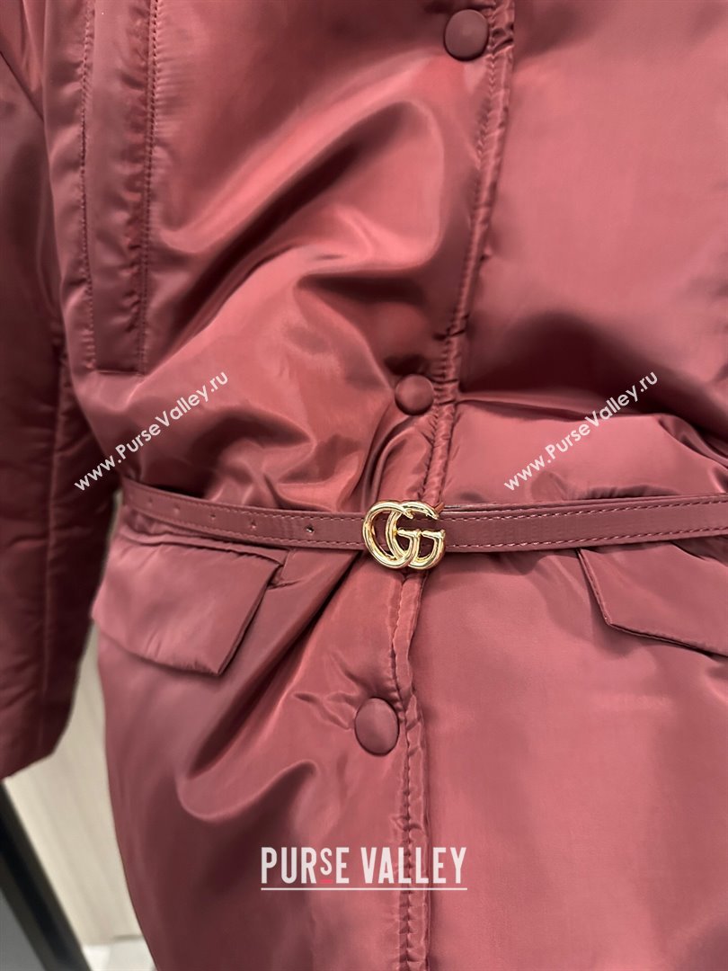 Gucci Padded Jacket with Belt G121734 Burgundy 2024 (Q-24121734)