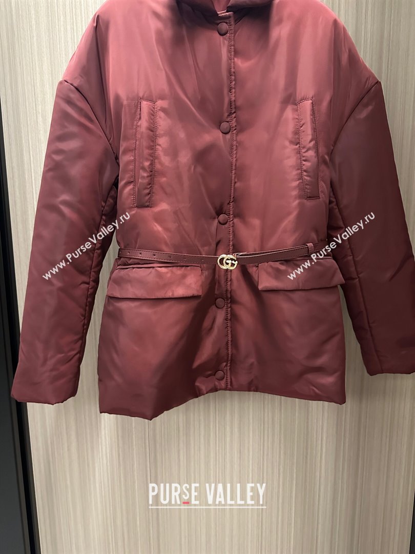 Gucci Padded Jacket with Belt G121734 Burgundy 2024 (Q-24121734)