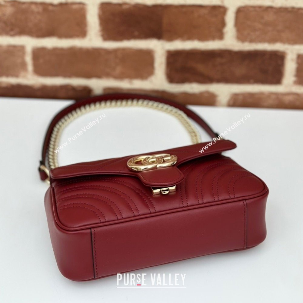 Gucci GG Marmont Matelasse Leather Mini Bag 446744 Burgundy 2024 (DLH-240522048)