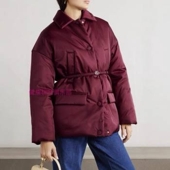 Gucci Padded Jacket with Belt G121734 Burgundy 2024 (Q-24121734)