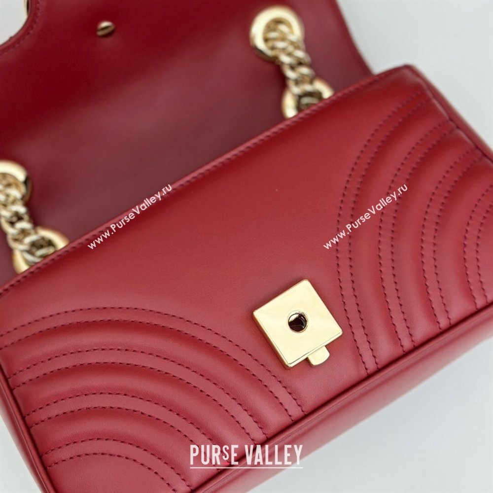 Gucci GG Marmont Matelasse Leather Mini Bag 446744 Burgundy 2024 (DLH-240522048)