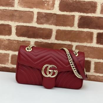 Gucci GG Marmont Matelasse Leather Small Shoulder Bag 443497 Burgundy 2024 (DLH-240522049)