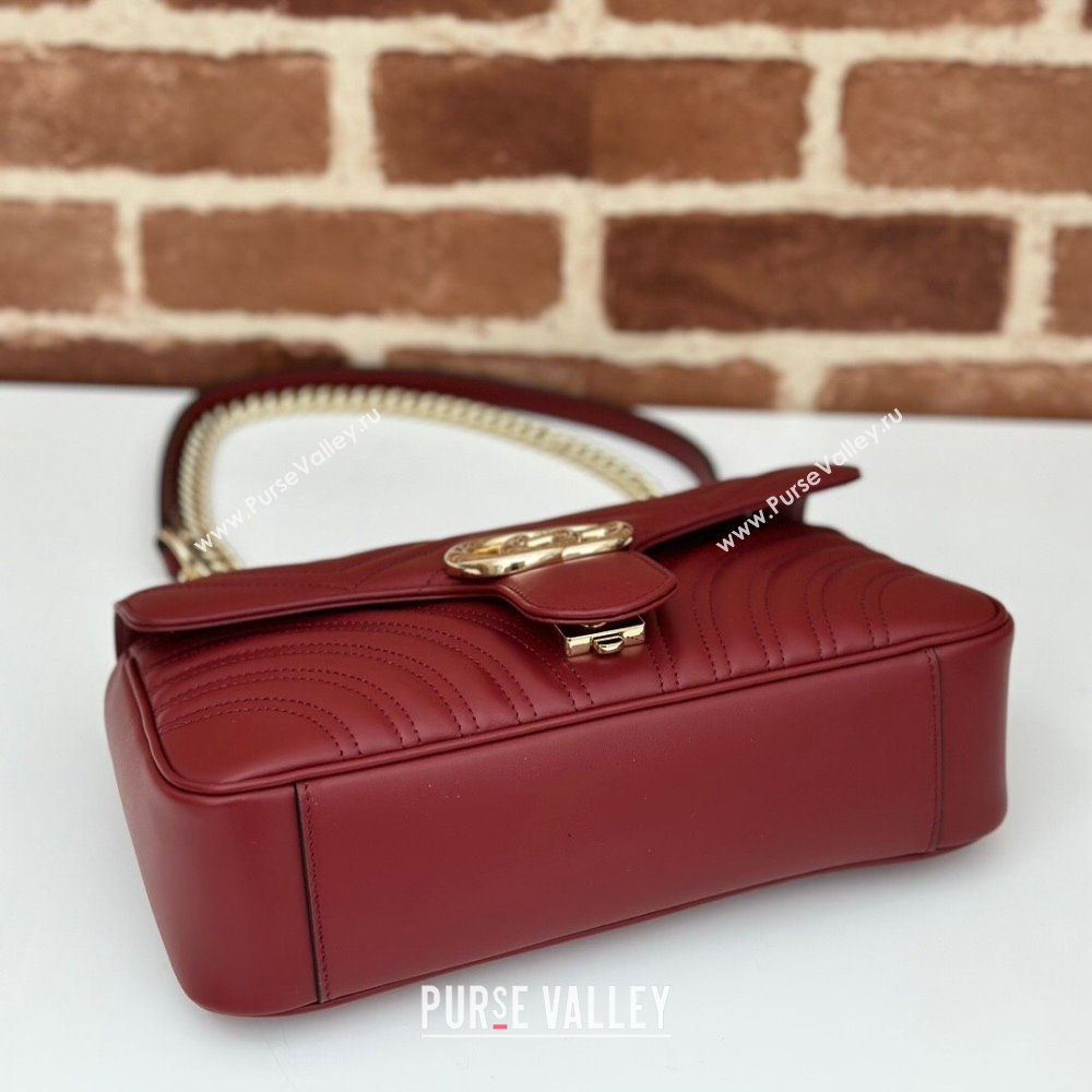 Gucci GG Marmont Matelasse Leather Small Shoulder Bag 443497 Burgundy 2024 (DLH-240522049)