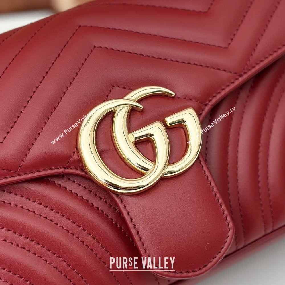 Gucci GG Marmont Matelasse Leather Small Shoulder Bag 443497 Burgundy 2024 (DLH-240522049)