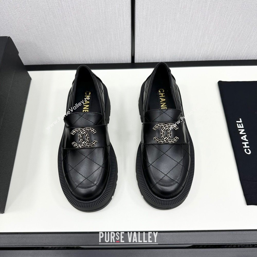 Chanel Quilted Calfskin Loafers CH82903 Black 2024 (KL-24082903)