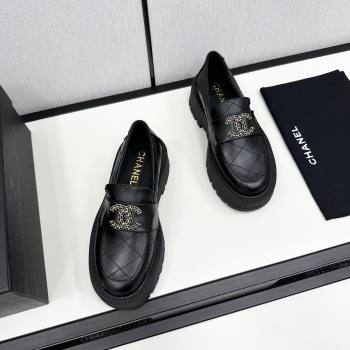 Chanel Quilted Calfskin Loafers CH82903 Black 2024 (KL-24082903)