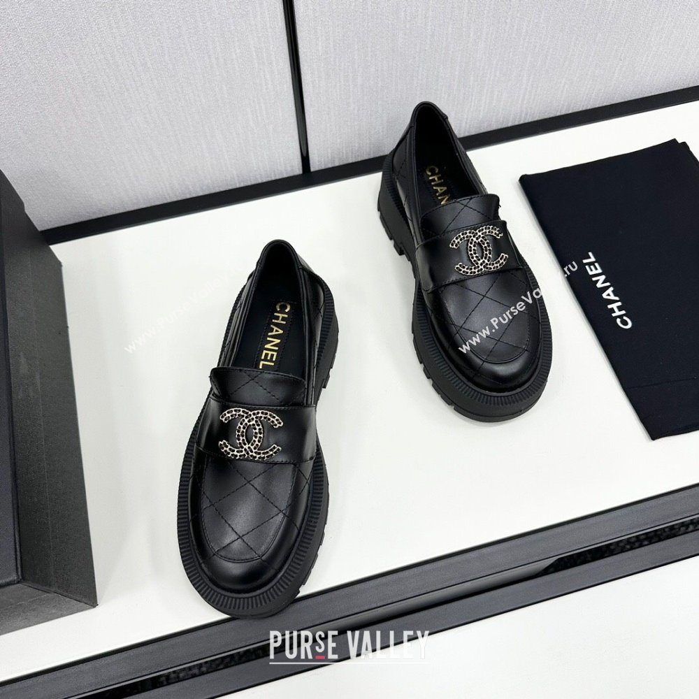 Chanel Quilted Calfskin Loafers CH82903 Black 2024 (KL-24082903)