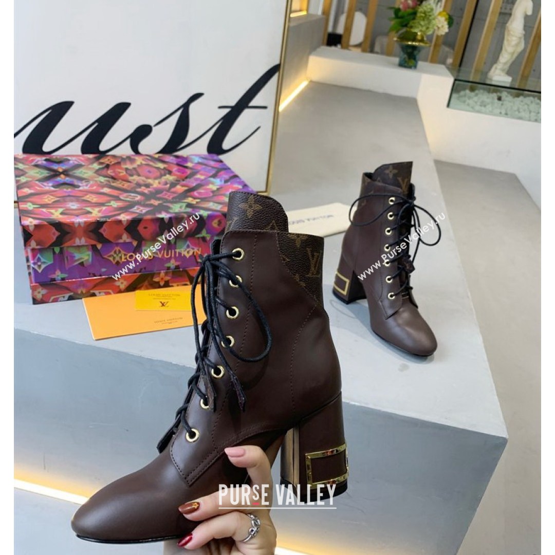 Louis Vuitton Bliss Calfskin Ankle Boots Brown/Monogram Canvas 2021 06 (MD-21081015)