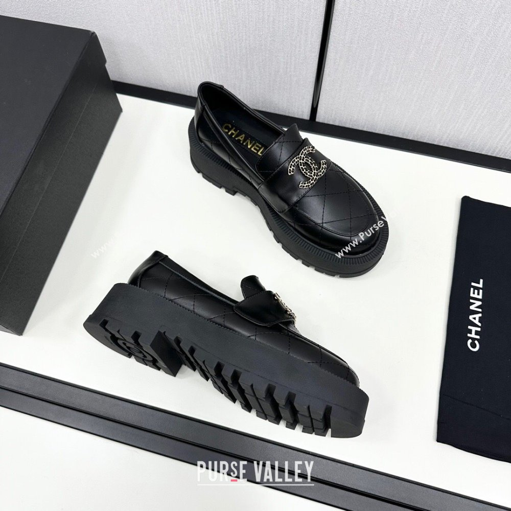 Chanel Quilted Calfskin Loafers CH82903 Black 2024 (KL-24082903)