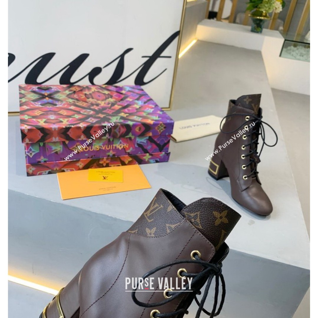 Louis Vuitton Bliss Calfskin Ankle Boots Brown/Monogram Canvas 2021 06 (MD-21081015)