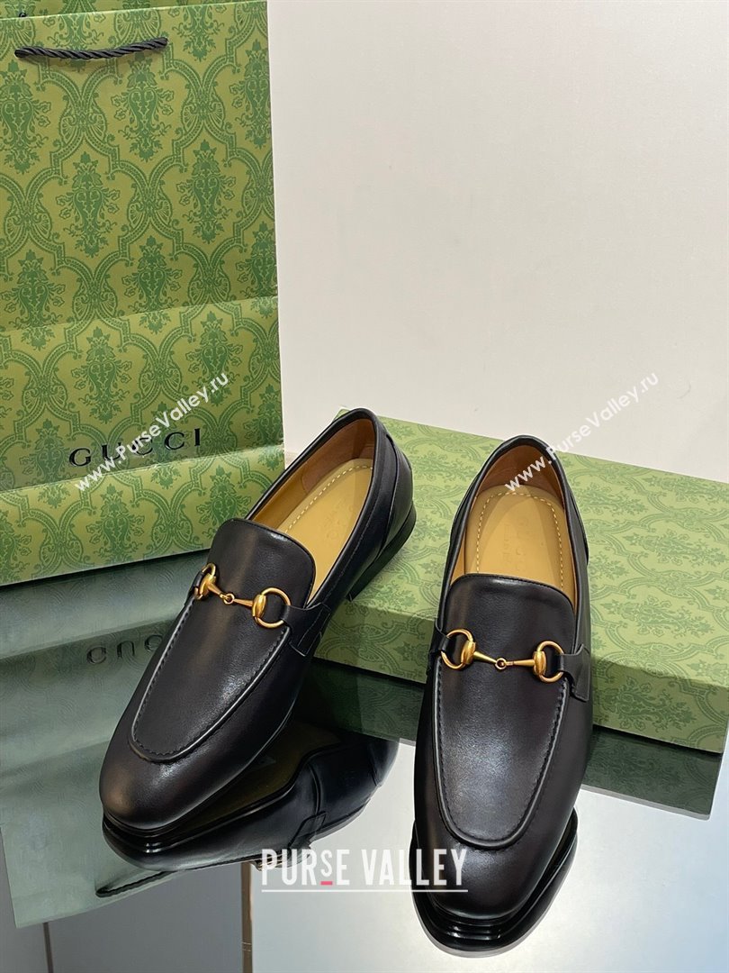 Gucci Jordaan Leather Loafers for Men Black 2023 (SS-23120604)