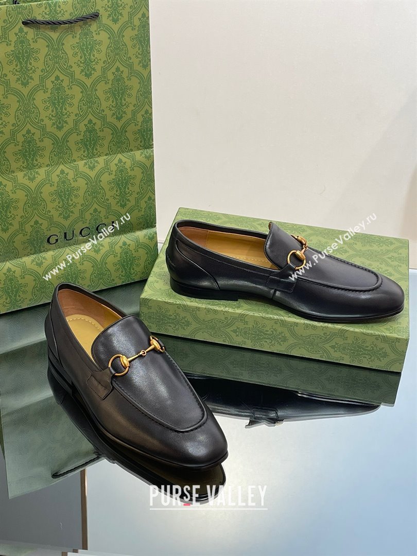 Gucci Jordaan Leather Loafers for Men Black 2023 (SS-23120604)