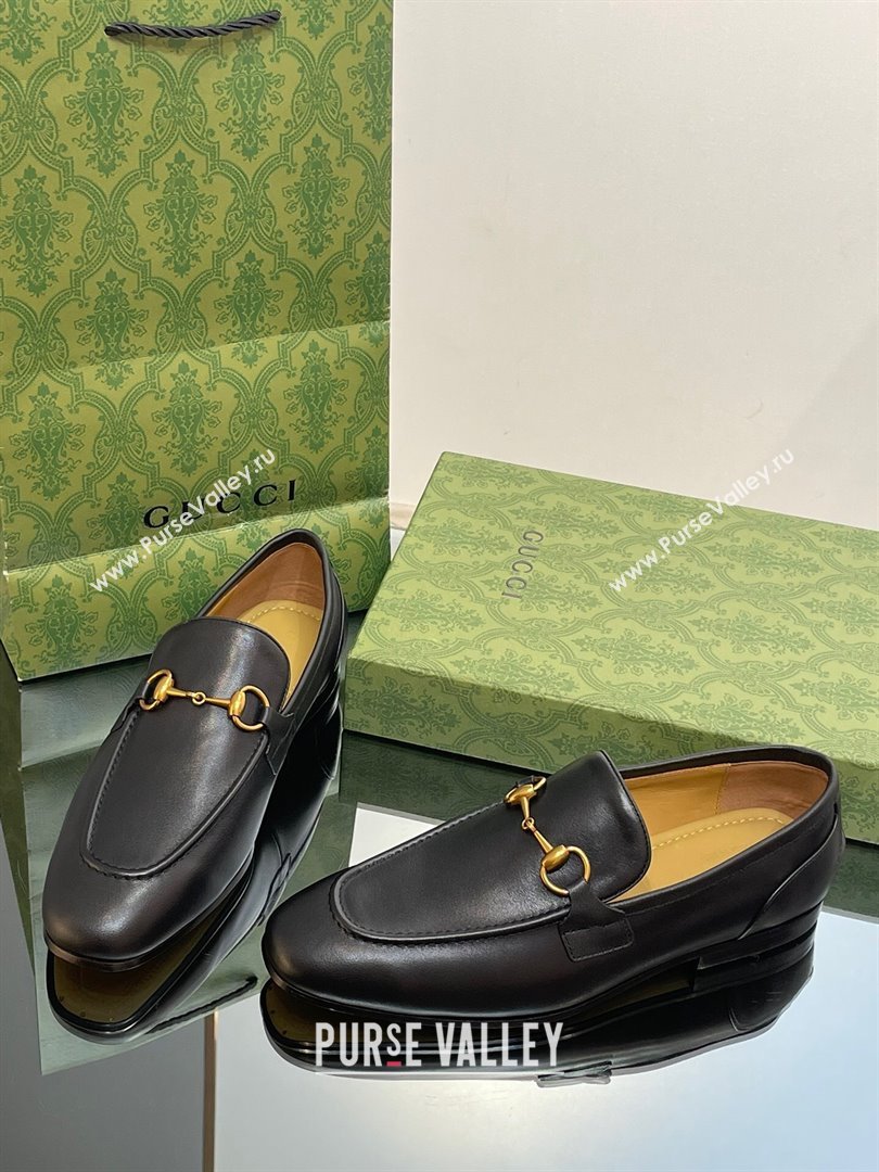 Gucci Jordaan Leather Loafers for Men Black 2023 (SS-23120604)