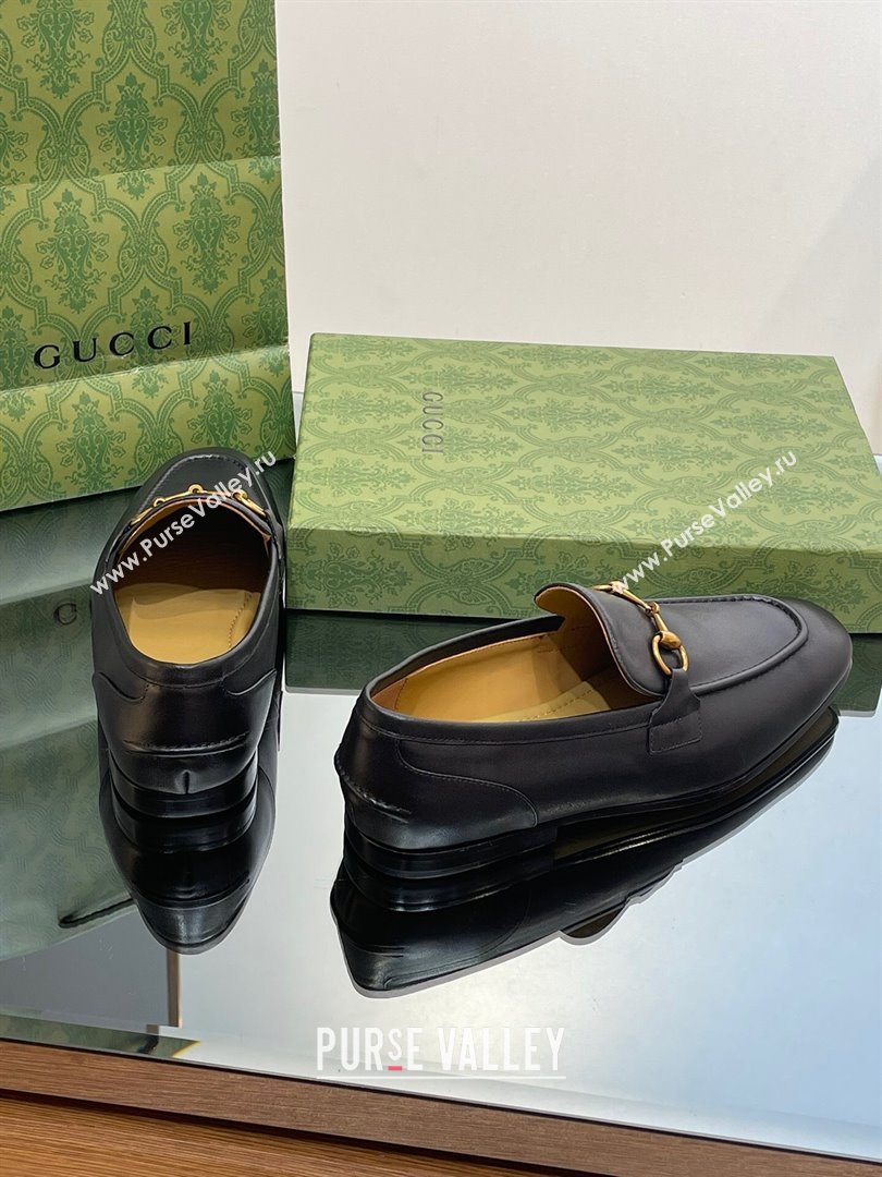 Gucci Jordaan Leather Loafers for Men Black 2023 (SS-23120604)