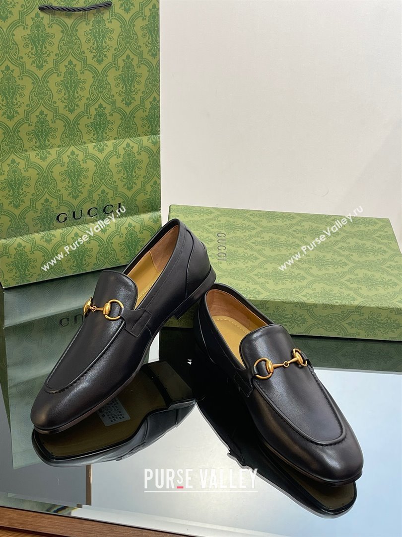 Gucci Jordaan Leather Loafers for Men Black 2023 (SS-23120604)