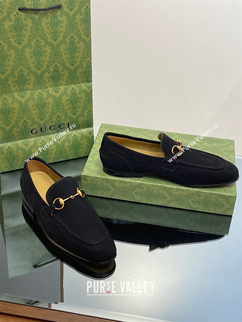 Gucci Jordaan Suede Loafers for Men Black 2023 (SS-23120603)