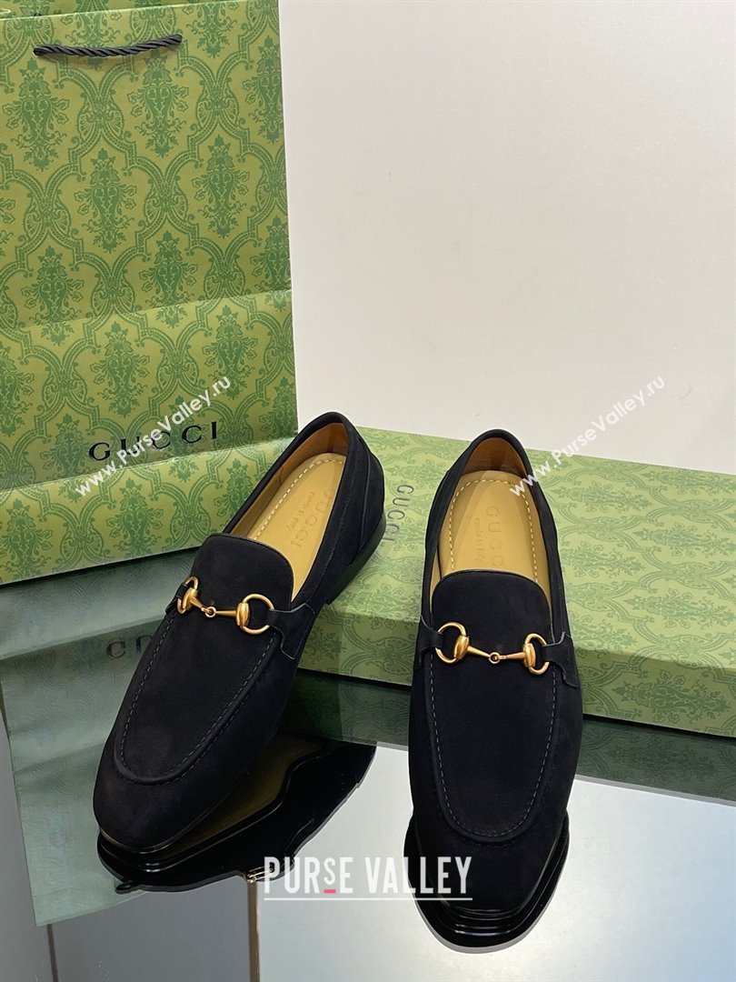 Gucci Jordaan Suede Loafers for Men Black 2023 (SS-23120603)