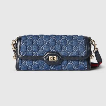 Gucci Luce GG Denim Small Shoulder Bag 786027 Blue 2024 (DLH-240522059)