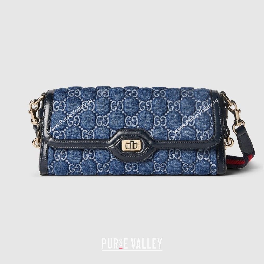 Gucci Luce GG Denim Small Shoulder Bag 786027 Blue 2024 (DLH-240522059)