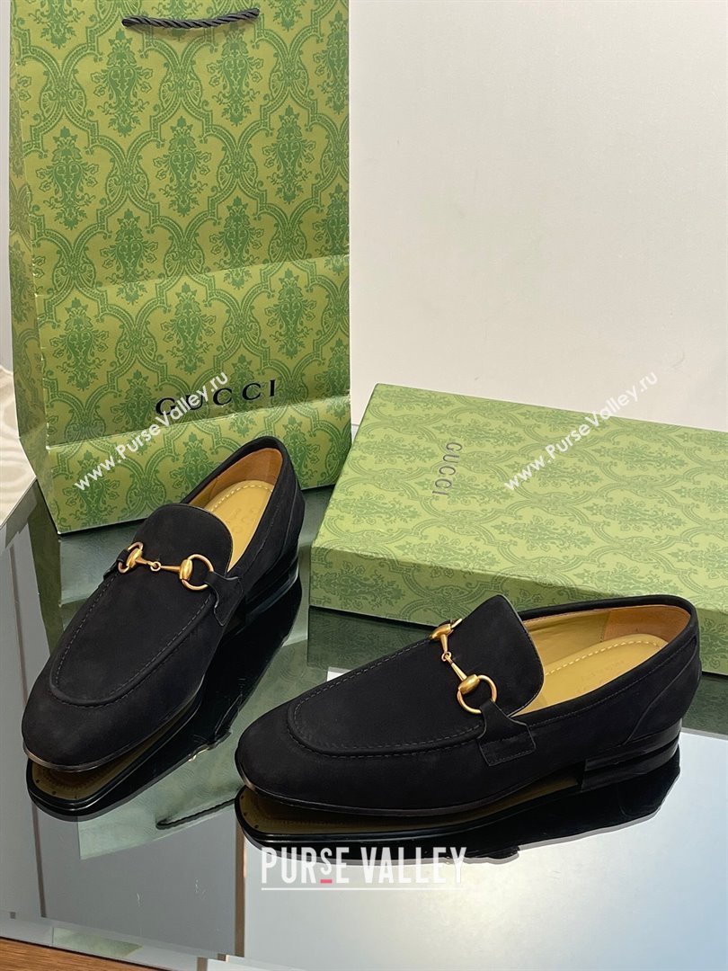 Gucci Jordaan Suede Loafers for Men Black 2023 (SS-23120603)