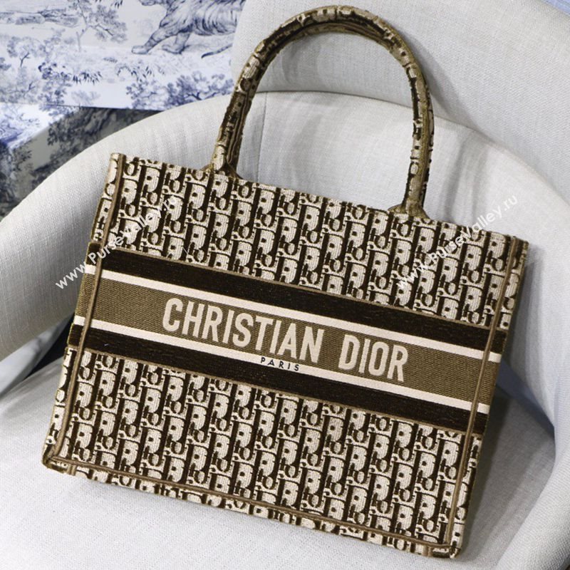 Dior Small Book Tote Bag in Brown Oblique Embroidered Velvet 2020 (XXG-20112625)