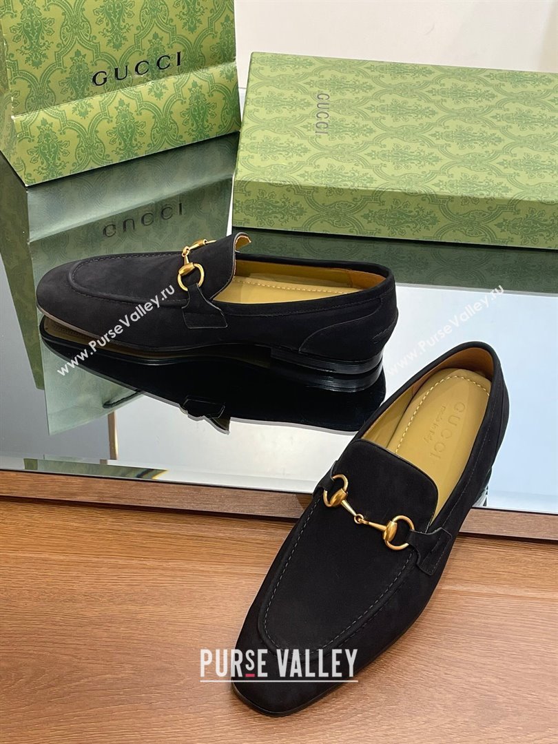 Gucci Jordaan Suede Loafers for Men Black 2023 (SS-23120603)