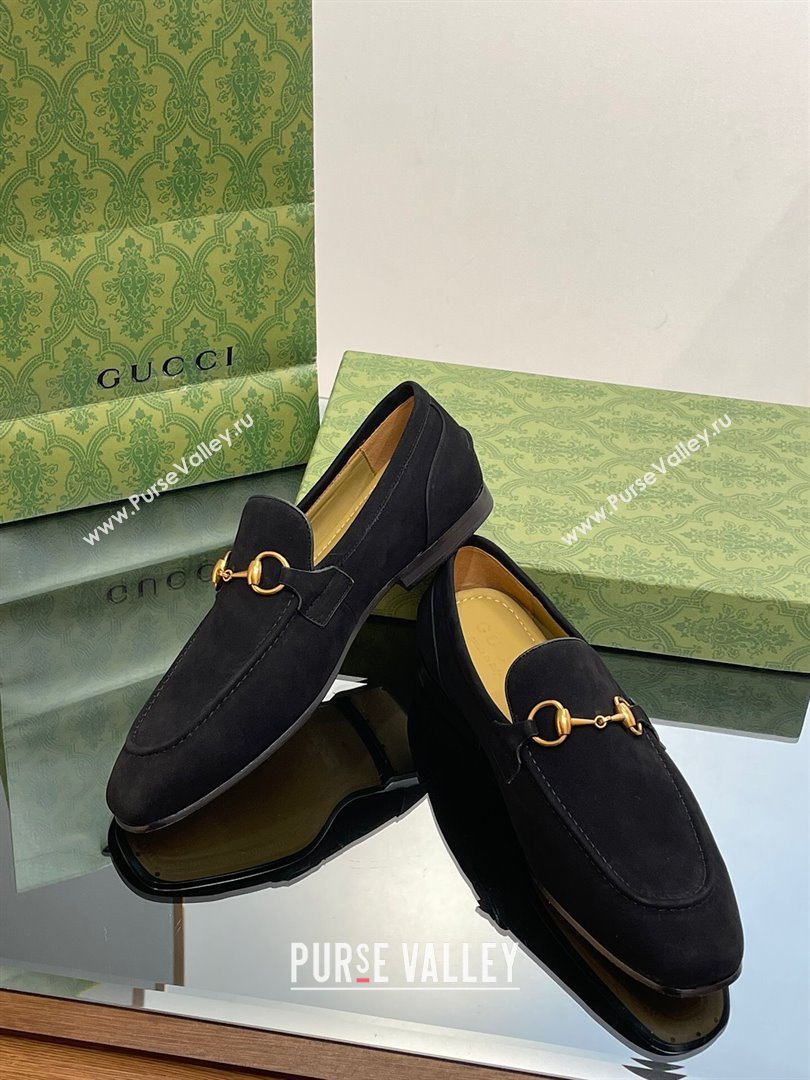 Gucci Jordaan Suede Loafers for Men Black 2023 (SS-23120603)