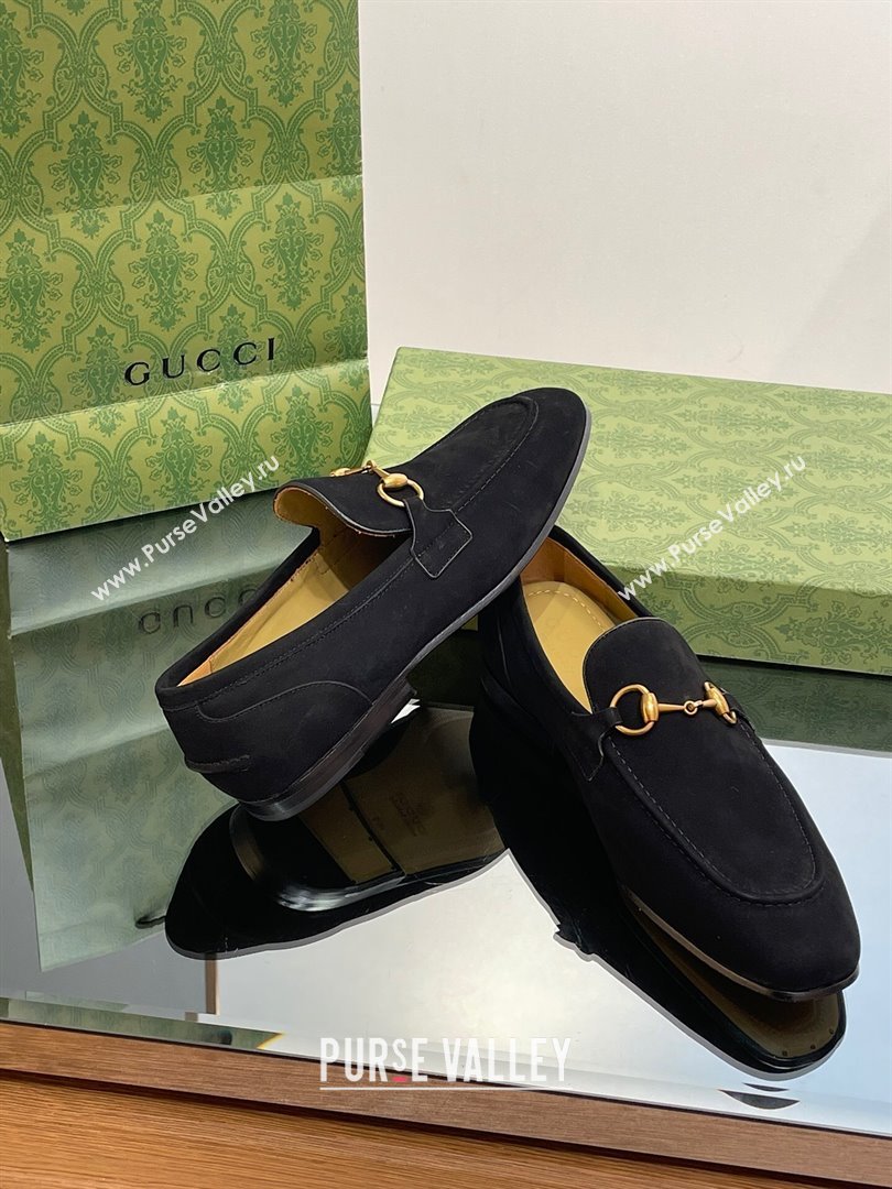 Gucci Jordaan Suede Loafers for Men Black 2023 (SS-23120603)