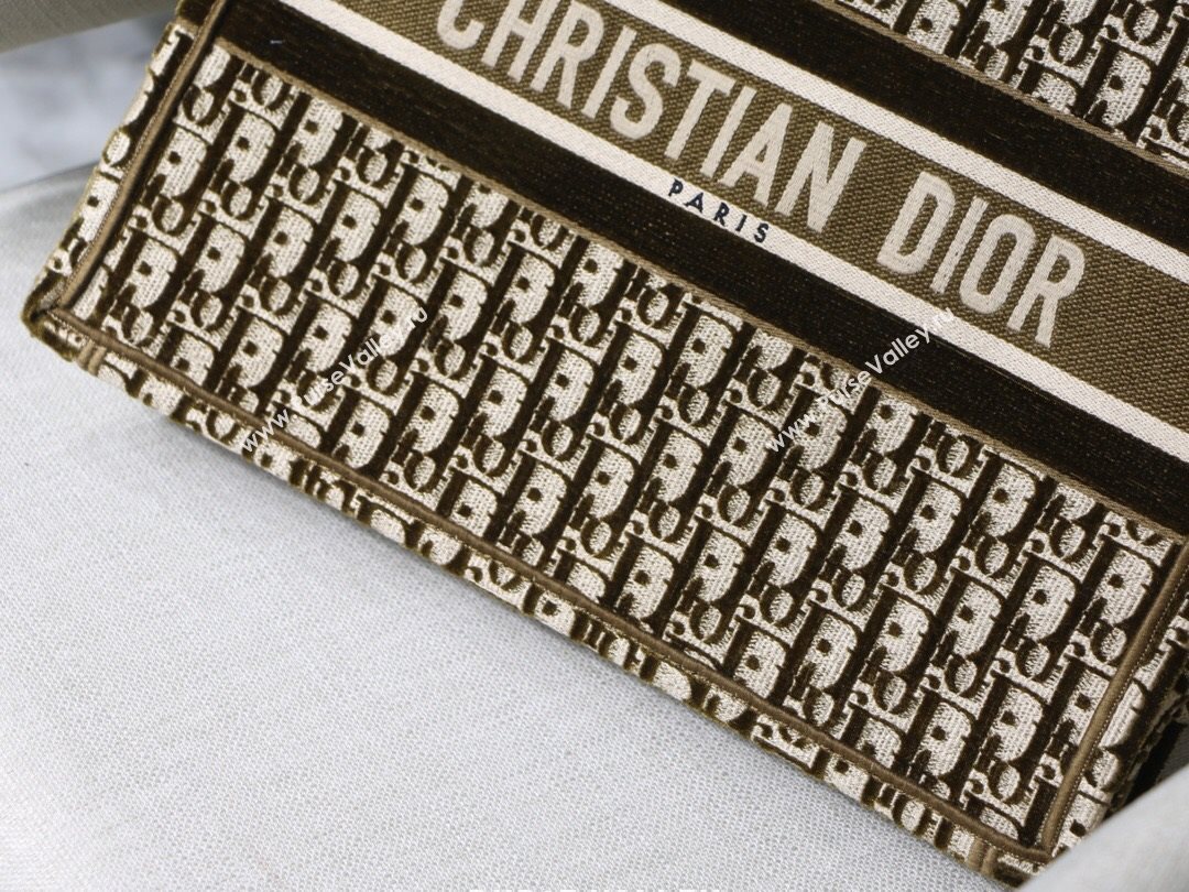 Dior Small Book Tote Bag in Brown Oblique Embroidered Velvet 2020 (XXG-20112625)