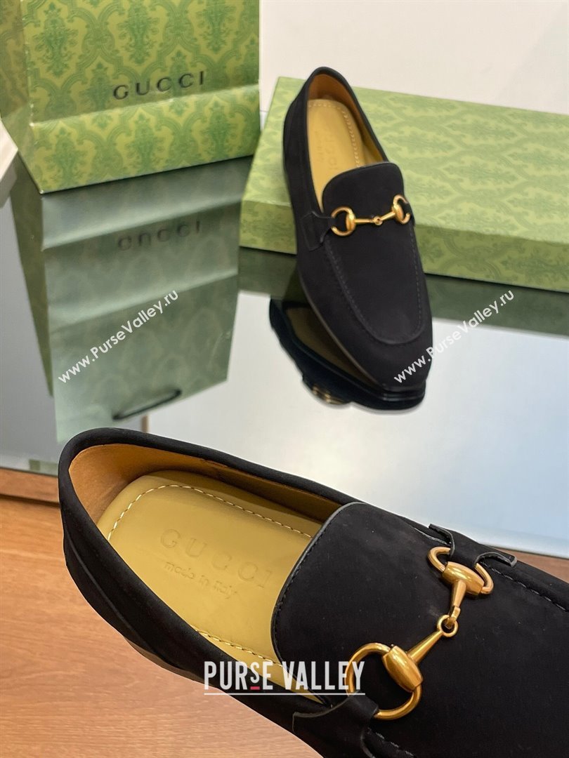 Gucci Jordaan Suede Loafers for Men Black 2023 (SS-23120603)