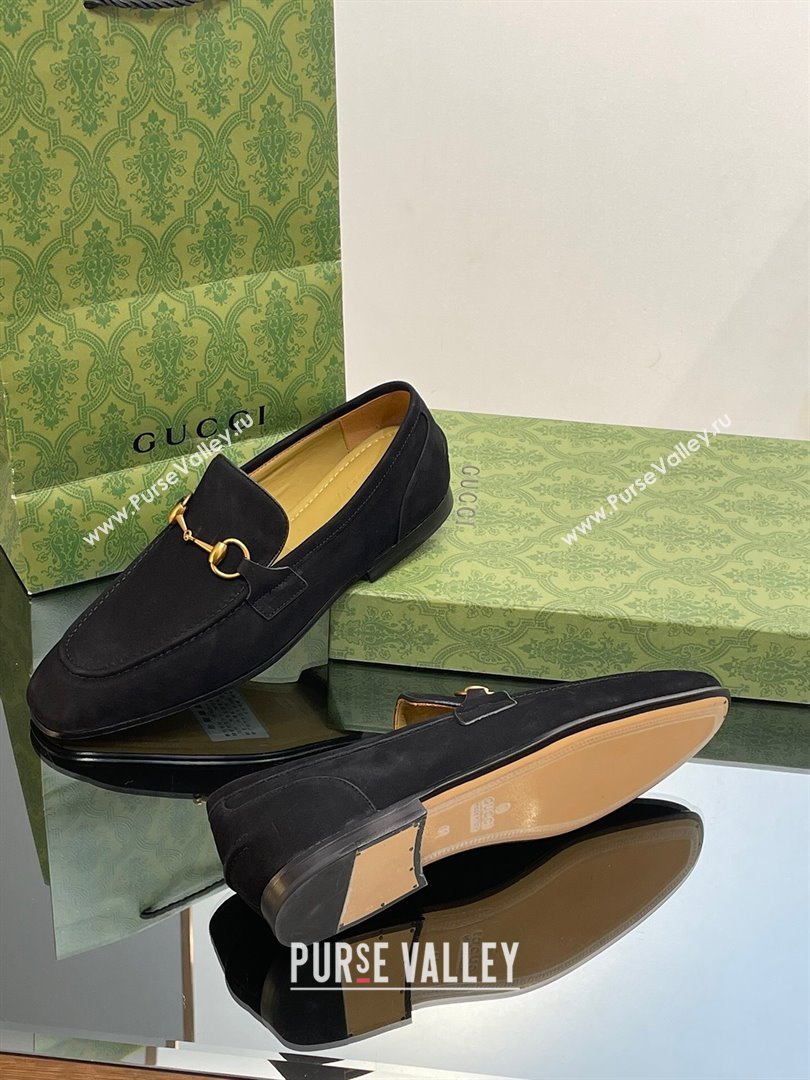 Gucci Jordaan Suede Loafers for Men Black 2023 (SS-23120603)