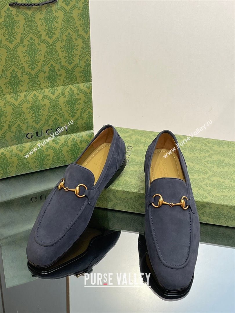 Gucci Jordaan Suede Loafers for Men Blue 2023 (SS-23120602)