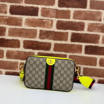 Gucci Ophidia GG Canvas Shoulder Bag with Fluorescent Yellow 699439 2024 (DLH-240522058)