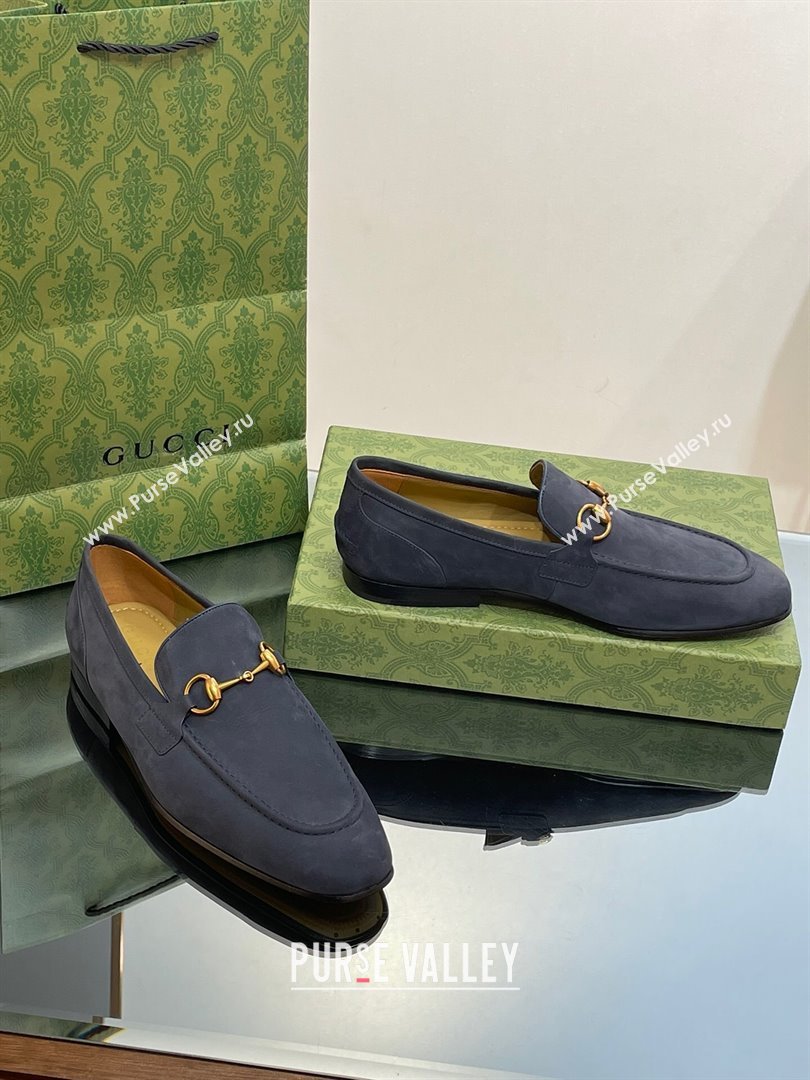 Gucci Jordaan Suede Loafers for Men Blue 2023 (SS-23120602)