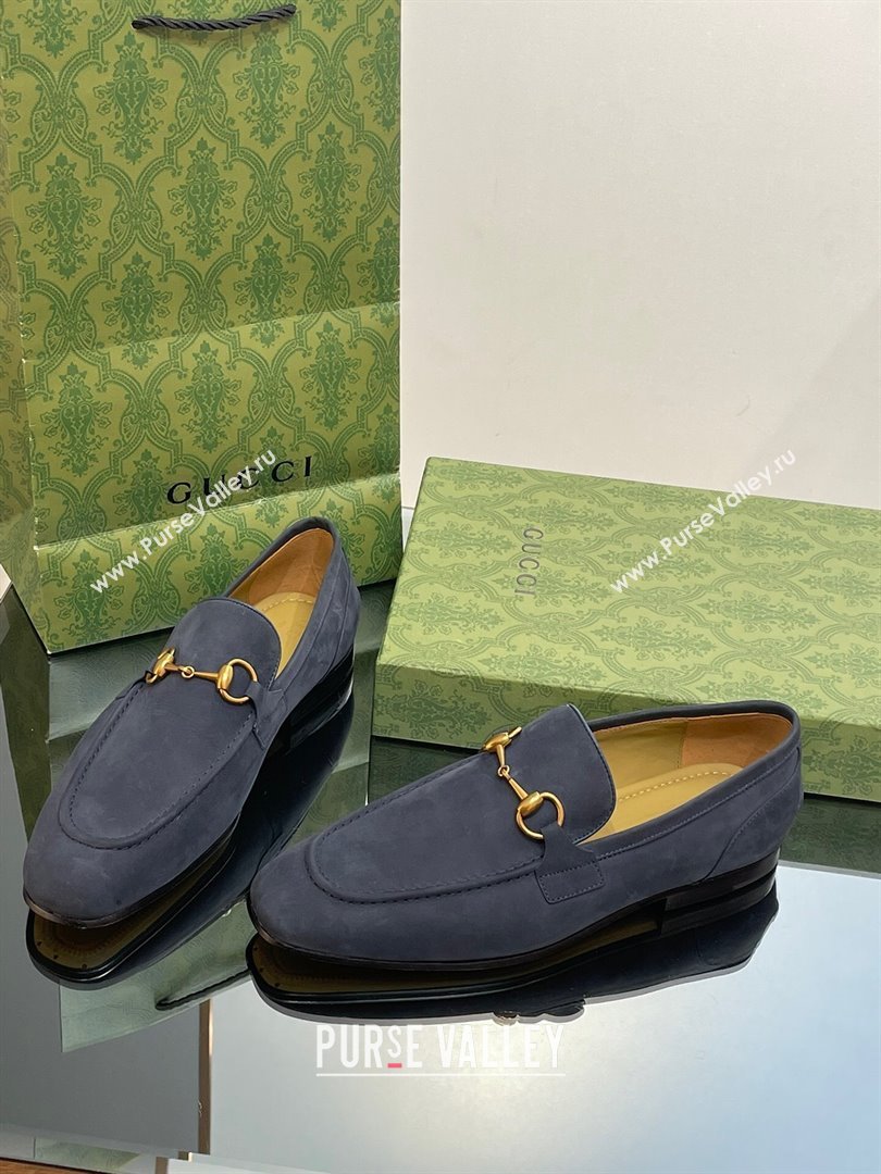 Gucci Jordaan Suede Loafers for Men Blue 2023 (SS-23120602)