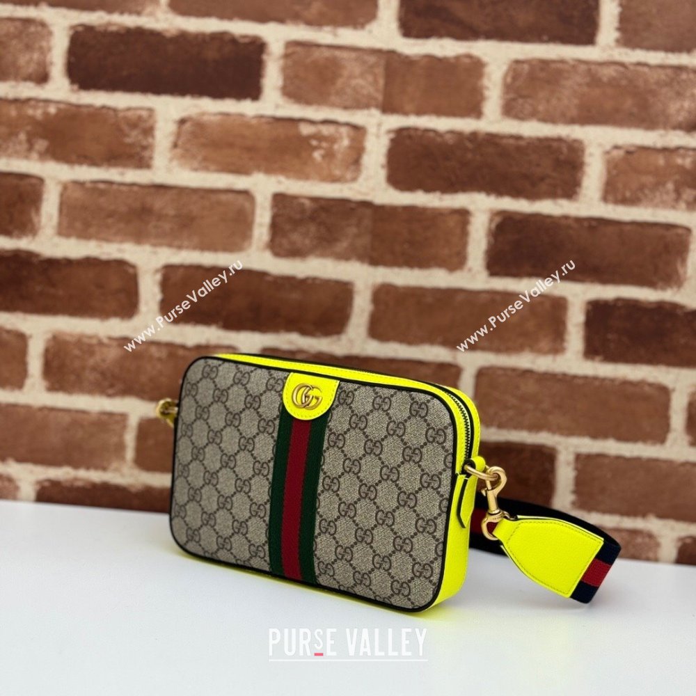 Gucci Ophidia GG Canvas Shoulder Bag with Fluorescent Yellow 699439 2024 (DLH-240522058)