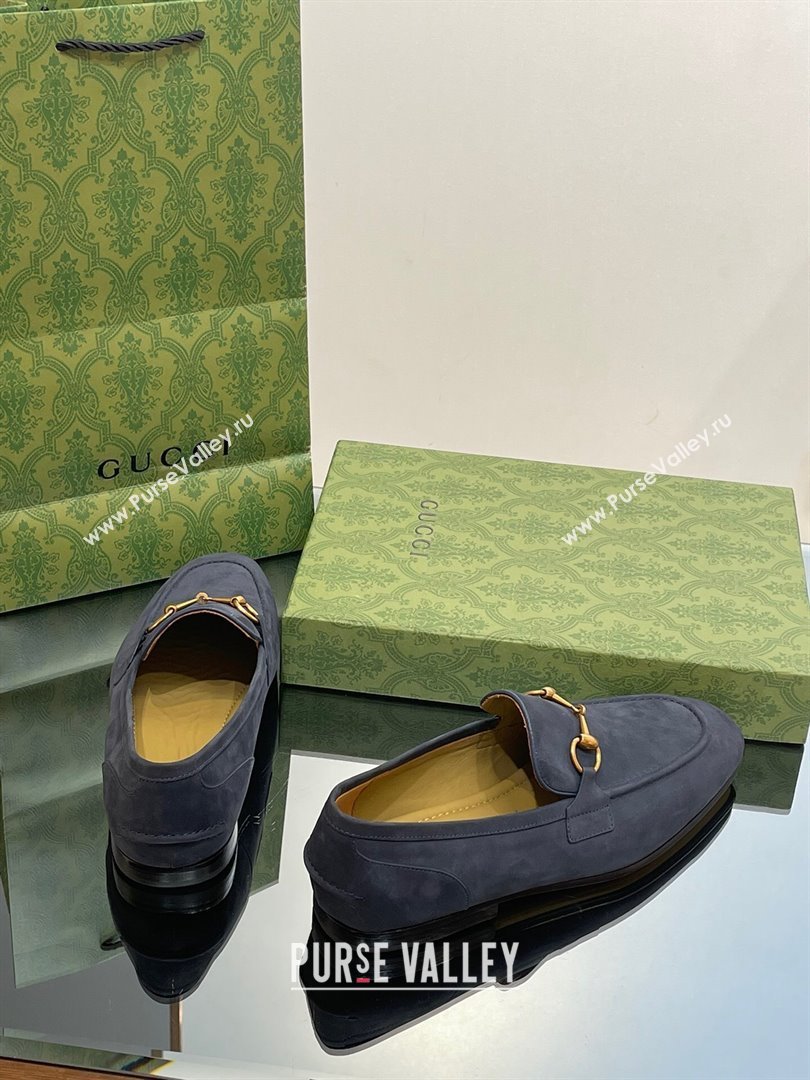 Gucci Jordaan Suede Loafers for Men Blue 2023 (SS-23120602)